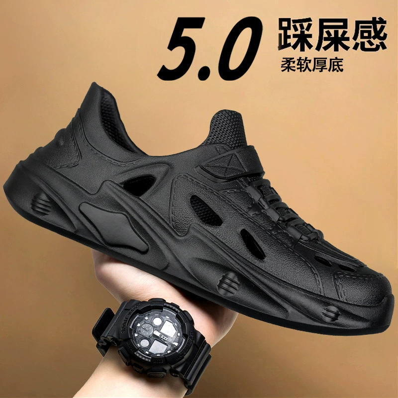 2025 популярных мужских сабо, увеличивающих рост, летние нескользящие пляжные тапочки с мягкой подошвой, предотвращающие запах, мужские сандалии для вождения на улице.