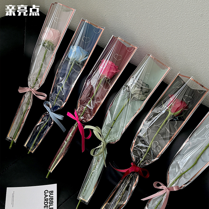 Love Phnom Penh Bolsa individual Bolsa de flores de rosas Bolsa de arreglo floral transparente Papel de embalaje de flores Material de bricolaje hecho a mano Arte floral