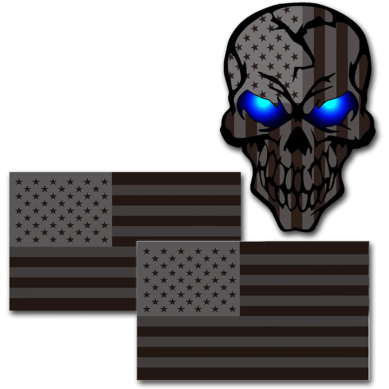 Hot-selling American Flag Skull Sticker Car Sticker Three-piece Package Customizable Car Sticker_voghion.com