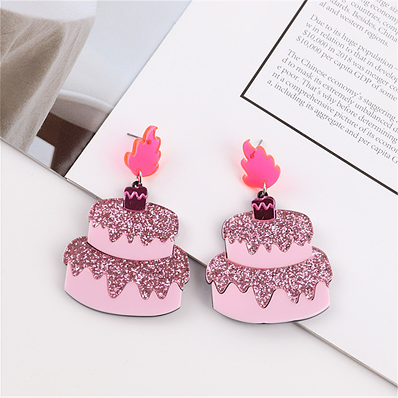 1 Pair Simple Style Cake Arylic Patchwork Women's Drop Earrings display picture 2