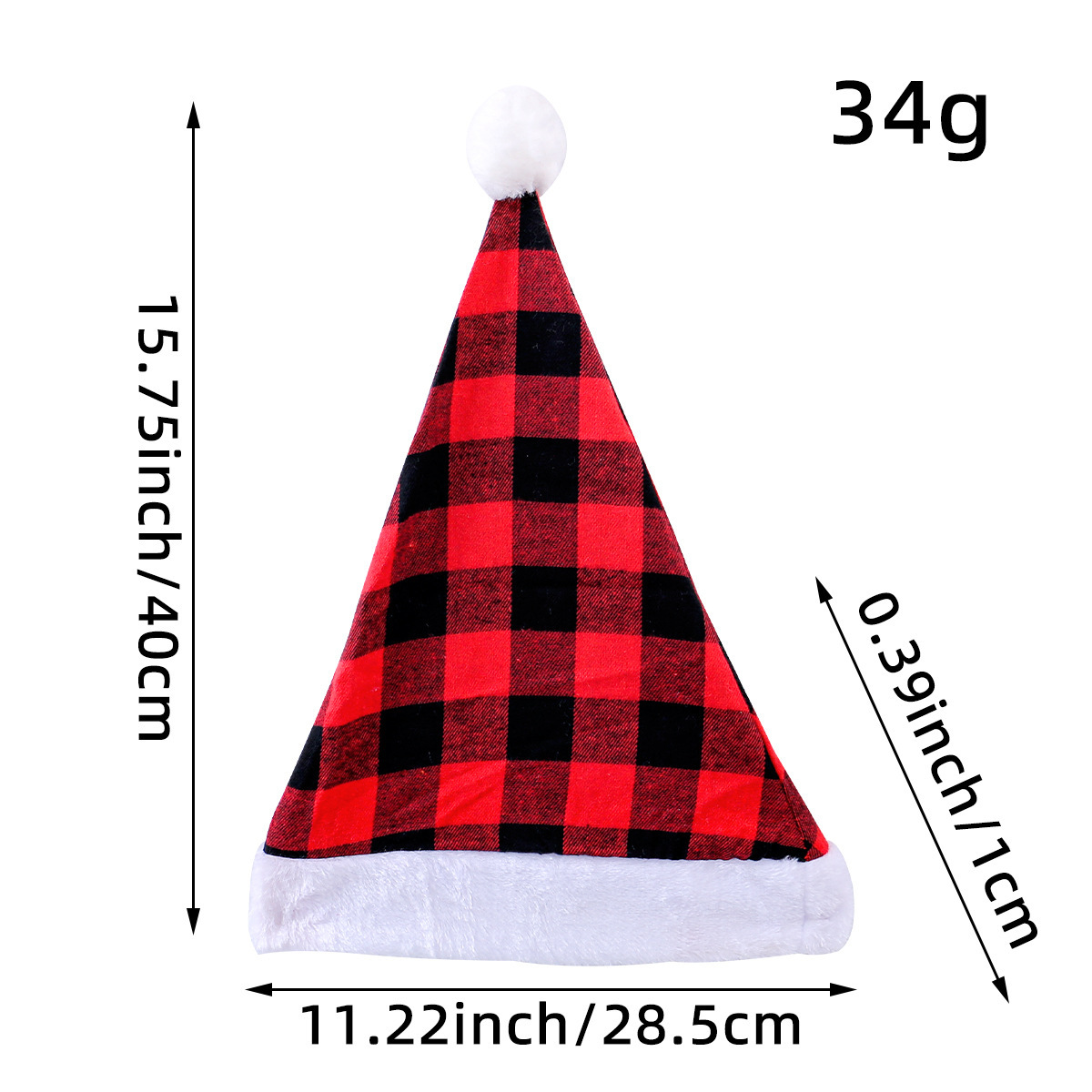 Sombrero de Navidad a cuadros rojo y negro, sombrero de Navidad a cuadros blanco y negro, vestido de Navidad a cuadros, sombrero de Navidad
