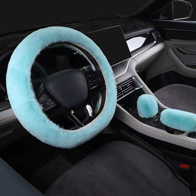 Ring Car Interior Accessories Warm and – Steering wheel cover - high-density-imitation-rabbit-fur-emerald-38cm