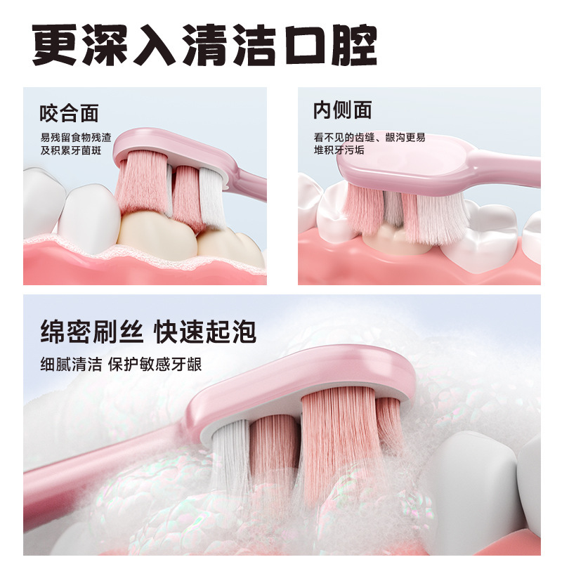 彩束云柔万毛牙刷单支装可爱造型家用成人细软毛牙刷厂家现货批发|undefined