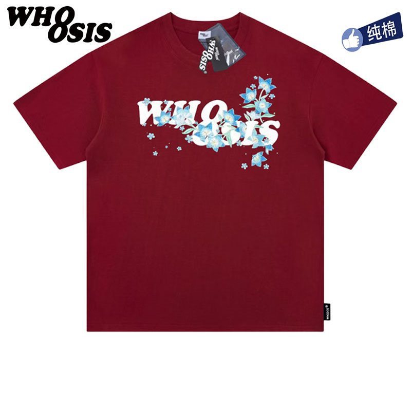 WHOOSIS（名前不明）8ロゴ花柄半袖Tシャツ夏アメリカンファッションブランドカップル男女兼用|undefined