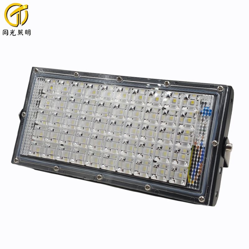 LED投光灯钻石款防水超薄简易投光灯室外铝材透镜投光灯跨境批发
