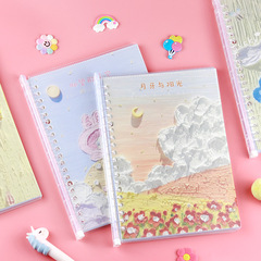 卡通B5活頁可拆卸記事本學生可愛手賬本少女心油畫高顏值A5筆記本