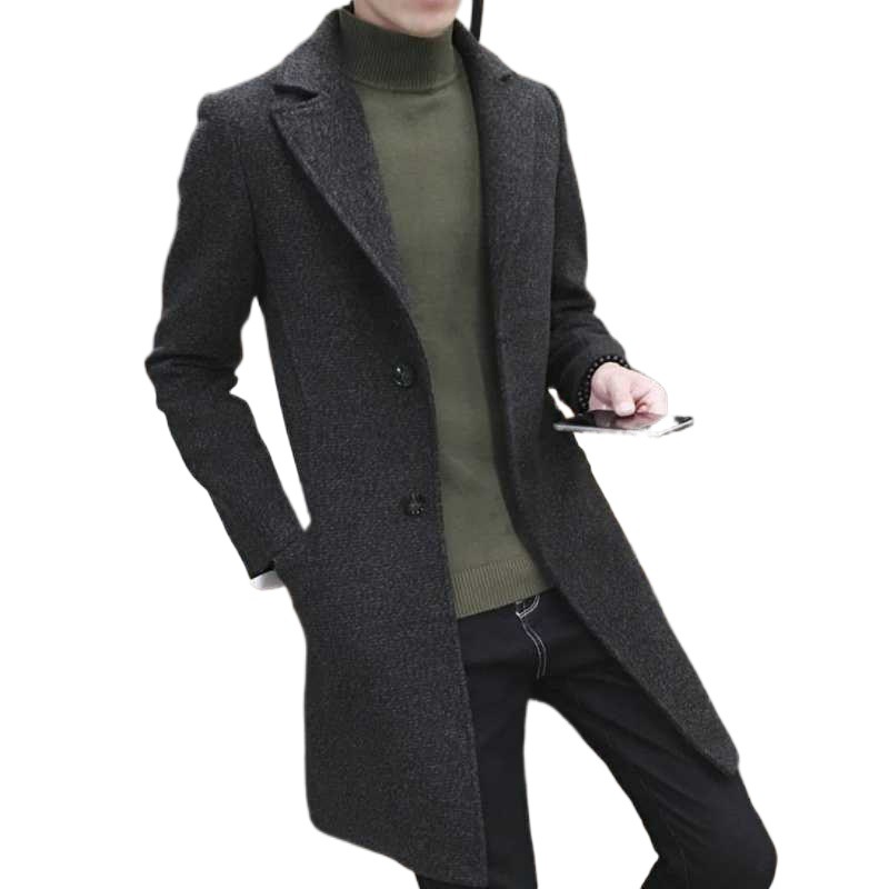 Trench coat hombres de longitud media 2022 Primavera, Otoño e Invierno nuevos hombres engrosados abrigo de lana largo juvenil