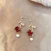 Retro design earrings from pearl, 2021 years, trend of season