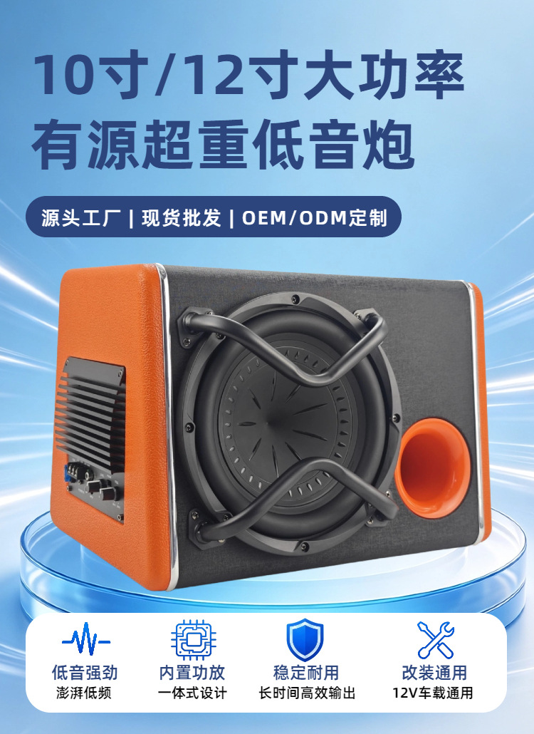 Source Factory Car Active Subwoofer 10inch Trunk Box Subwoofer 12V Super Bass Audio Wholesale Oem