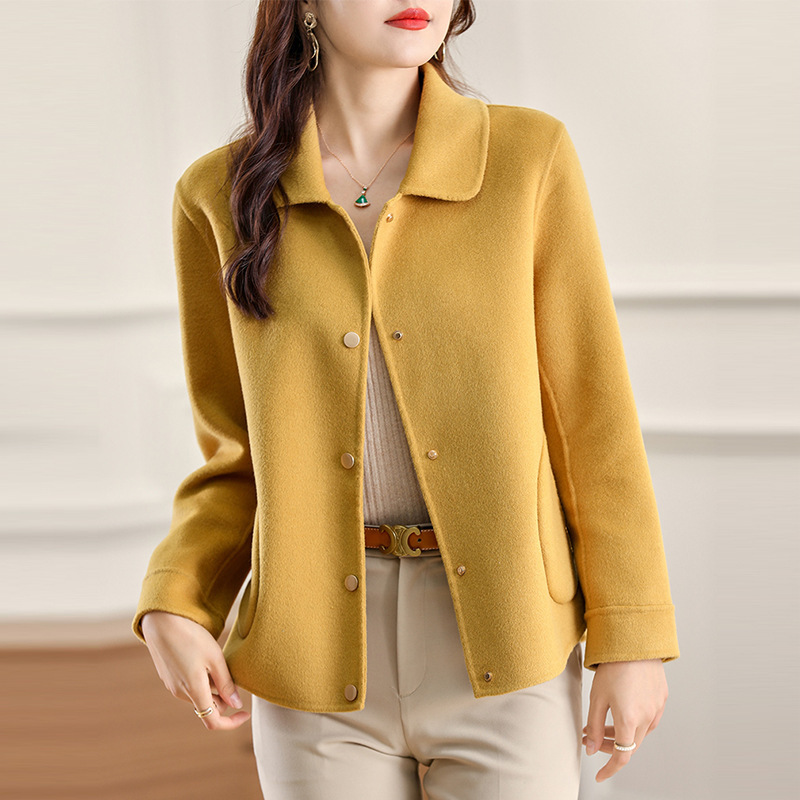 2024 Autumn and Winter New Fashion Wool Coat Women's Lapel All-match Short Wool Coat Women's Top Elegant