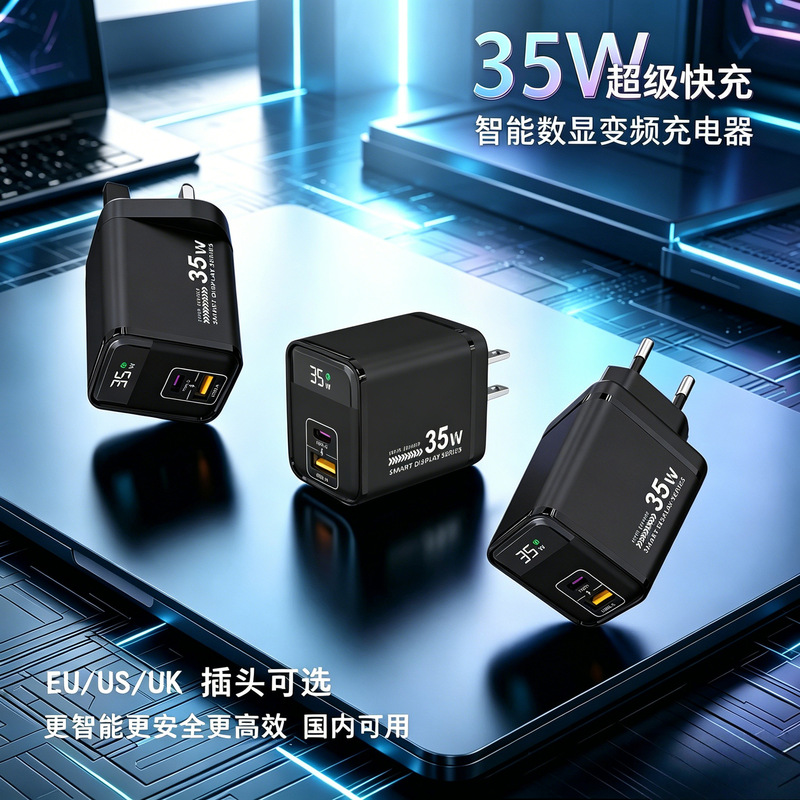 Factory Direct Supply 35W Super Fast Charging Head with Smart Digital Display, Dual-Port Dp Charger, Universal Type-C Adapter for Mobile Phones Factory Direct Supply 35W Super Fast Charging Head with Smart Digital Display, Dual-Port Dp Charger, Universal Type-C Adapter for Mobile Phones