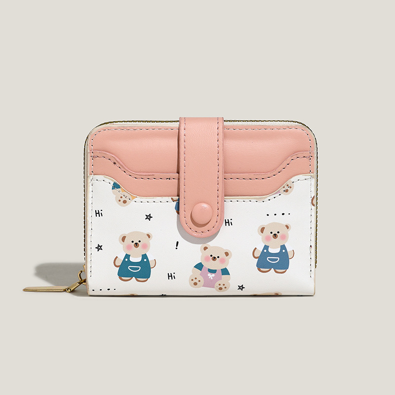 Simples y lindos gatitos de estilo japonés damas hebilla cambio de mano con bolso corto multifuncional para mujeres