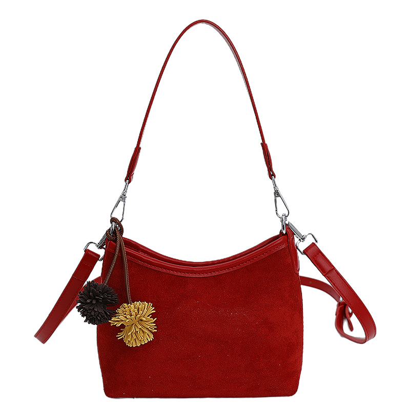 Transfronterizos retro gamuz bolsas portátiles bajo las axilas mujeres 2025 otoño y invierno nueva moda coreana de viaje al trabajo bolsas de hombro inclinadas