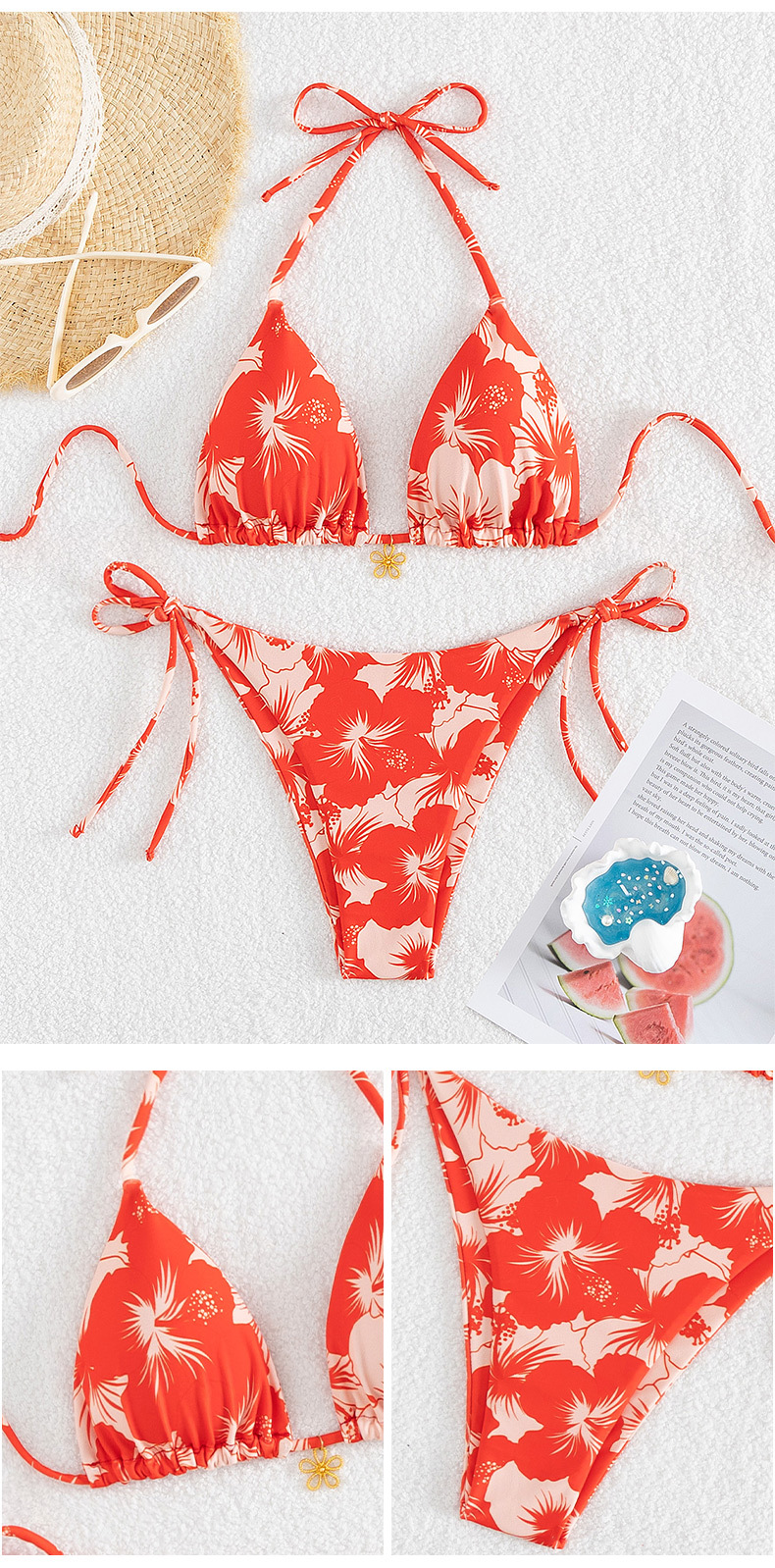 Damen Blume 2 Stück Set Bikinis Bademode Lässige Florale Hoch Elastische Badeanzug Im Resort-Stil Zweiteiliger Badeanzug display picture 1