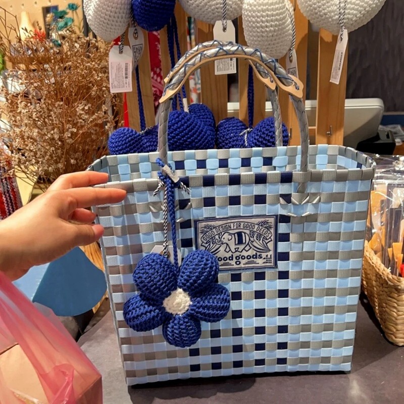 Xiaohongshu Hand-Carrying Bag, Thai Style Goods, New Handmade Woven Storage Crossbody Tote Bag for Women, Market Basket