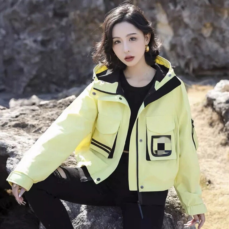 2025新款冬季羽绒服女可拆卸两件套短款连帽欧货小恶魔冲锋衣外套|undefined