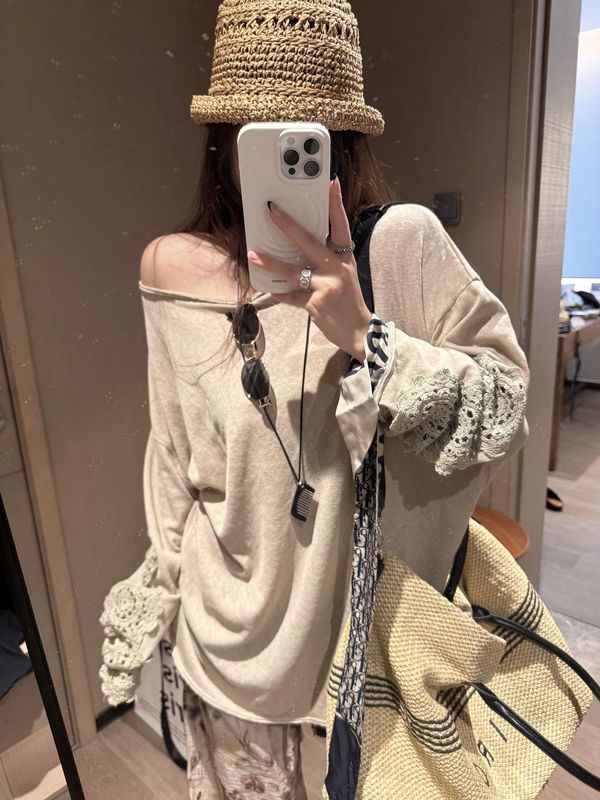 韓国のハイエンドのリラックスしたファッションカットデザインペーパーマンカジュアルコットンTシャツレディース夏の日焼け止めブラウス|undefined