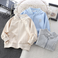 2024 New Kids' Apparel Boys' Spring Baseball Jacket Girls' Outerwear Medium Kids' Top Solid Color Children's Sports Jacket