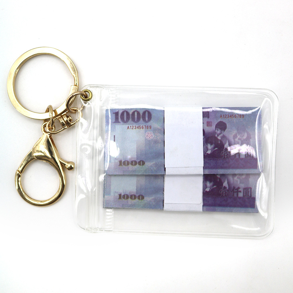 Simulación de dólar de Taiwán, dólar estadounidense, libra, won coreano, moneda indonesia, llavero, colgante de billetes de papel, medalla de oro, colgante de barra de oro, máquina de bebé