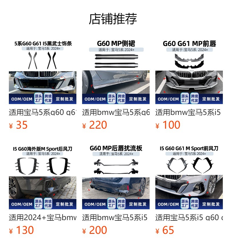 Suitable for Bmw 5 Series I5 G60 m Sport 2024+ Overseas Version Mp Tail Lip Spoiler Modification