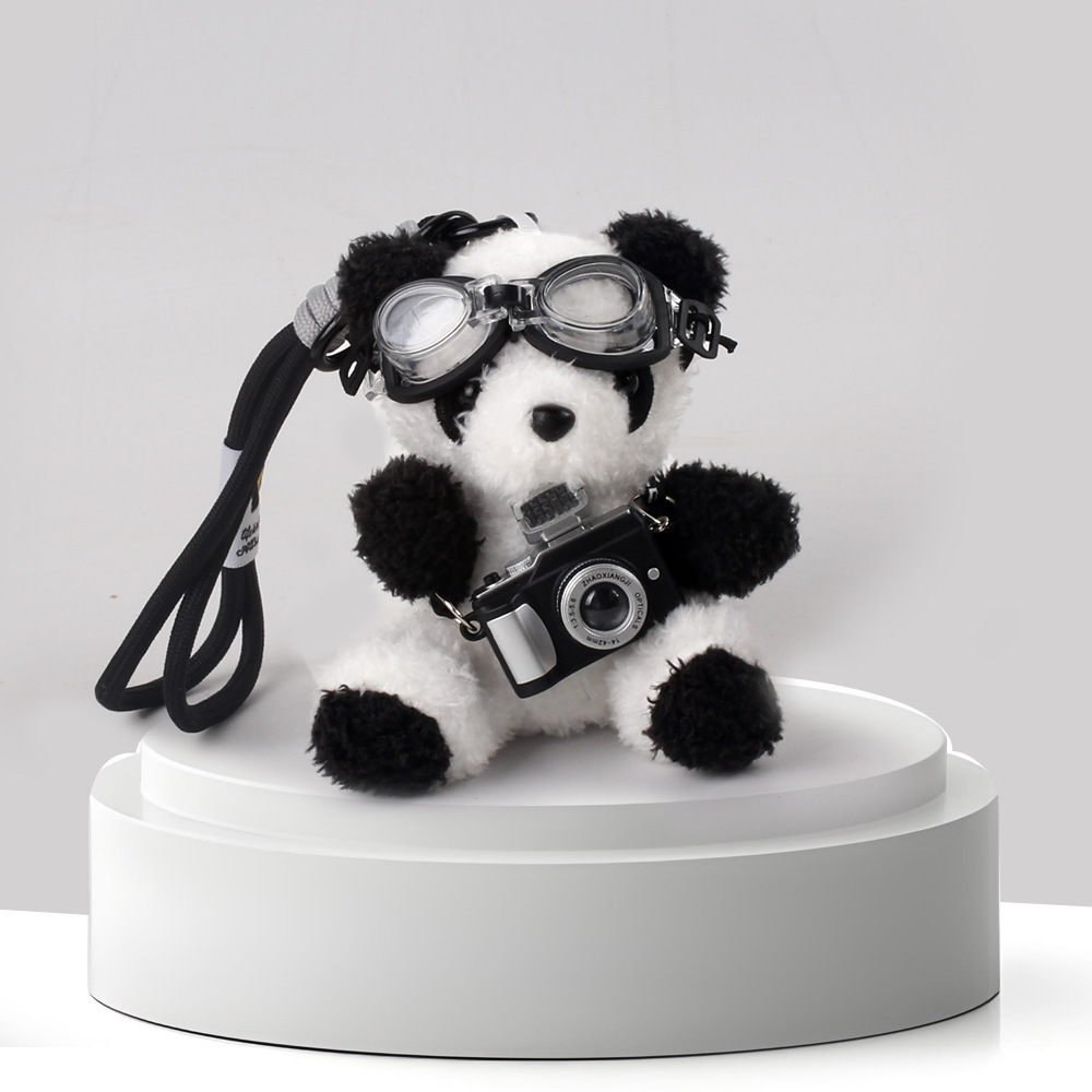 Cute panda mochila colgante muñeca de peluche colgante muñeca llavero de automóvil regalo de estudiantes