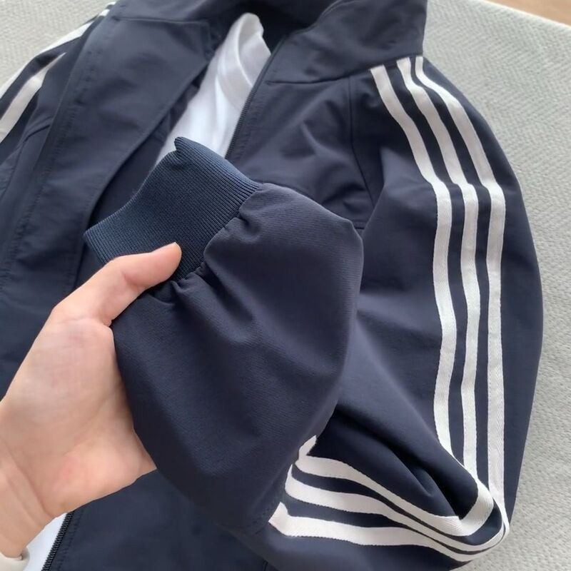 三条杠夹克外套女春秋款棒球服立领初秋早秋穿搭运动秋季美式上衣|undefined