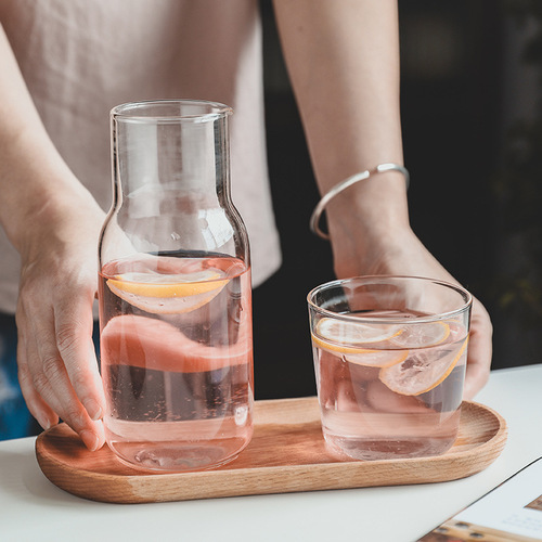 Household one-person drinking glass teapot with single cup simple breakfast cup juice cup Internet celebrity milk glass water cup