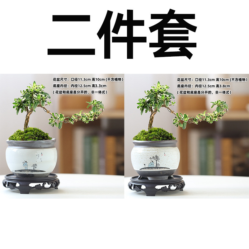 多肉花盆大量批发陶瓷植物粗陶复古素烧紫砂创意大小口径简约跨境|undefined