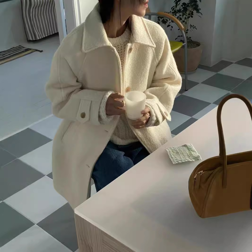(2개) [쏘지마] 한국 동대문 훨씬 더… 새 여성 느슨한 겨울 긴 캐시미어 코트
