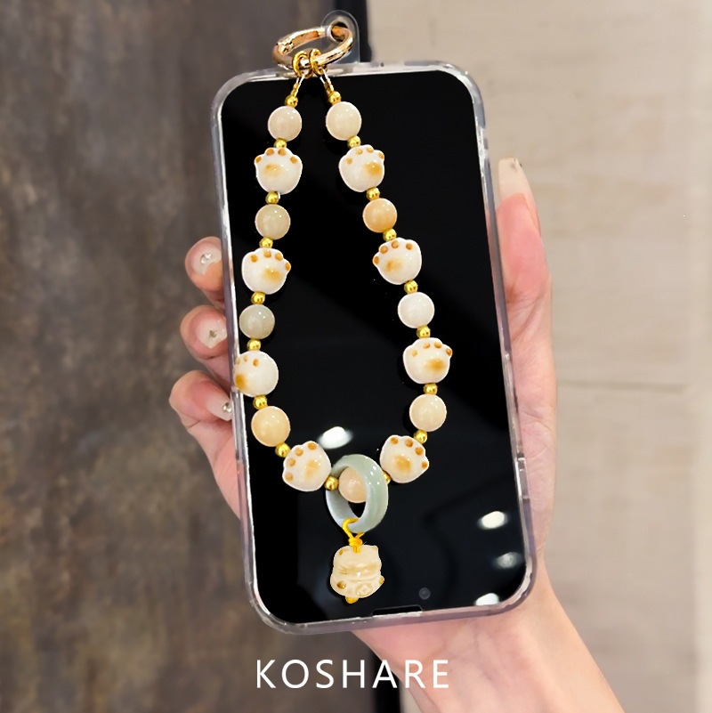 Bodhi Lai Cai Gato Diamante Flash Chain Teléfono móvil de lujo ligero de alto nivel sensación bolso de cristal colgante decoración anti-caída colgante de mano para mujeres