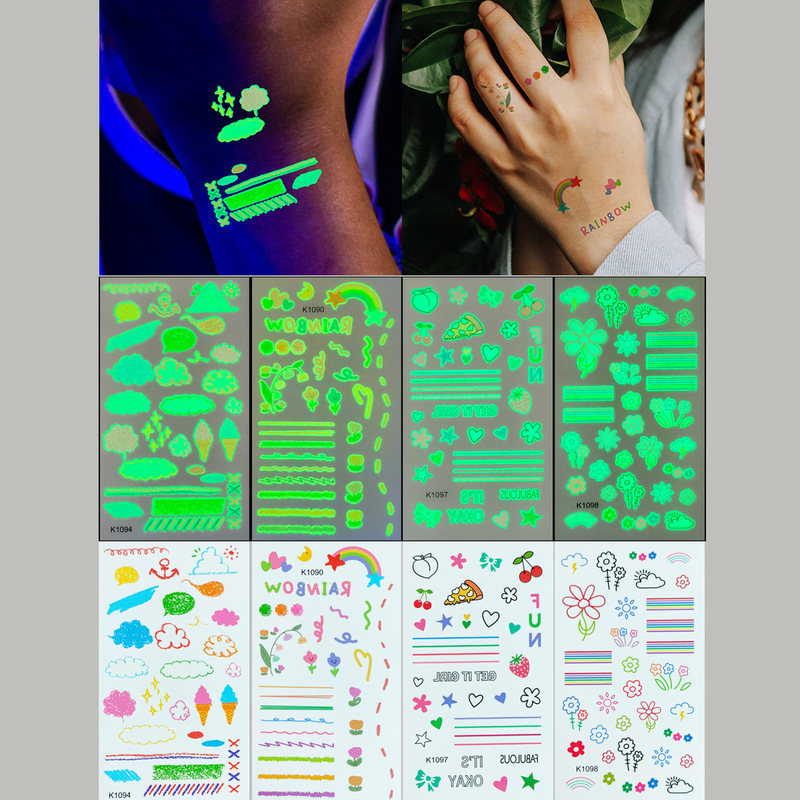 Luminous tattoo stickers small fresh finger waterproof tattoo stickers pattern water transfer printing student children temporary tattoo stickers