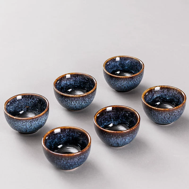 Ceramic tea cup, glass tea set, 6 pieces