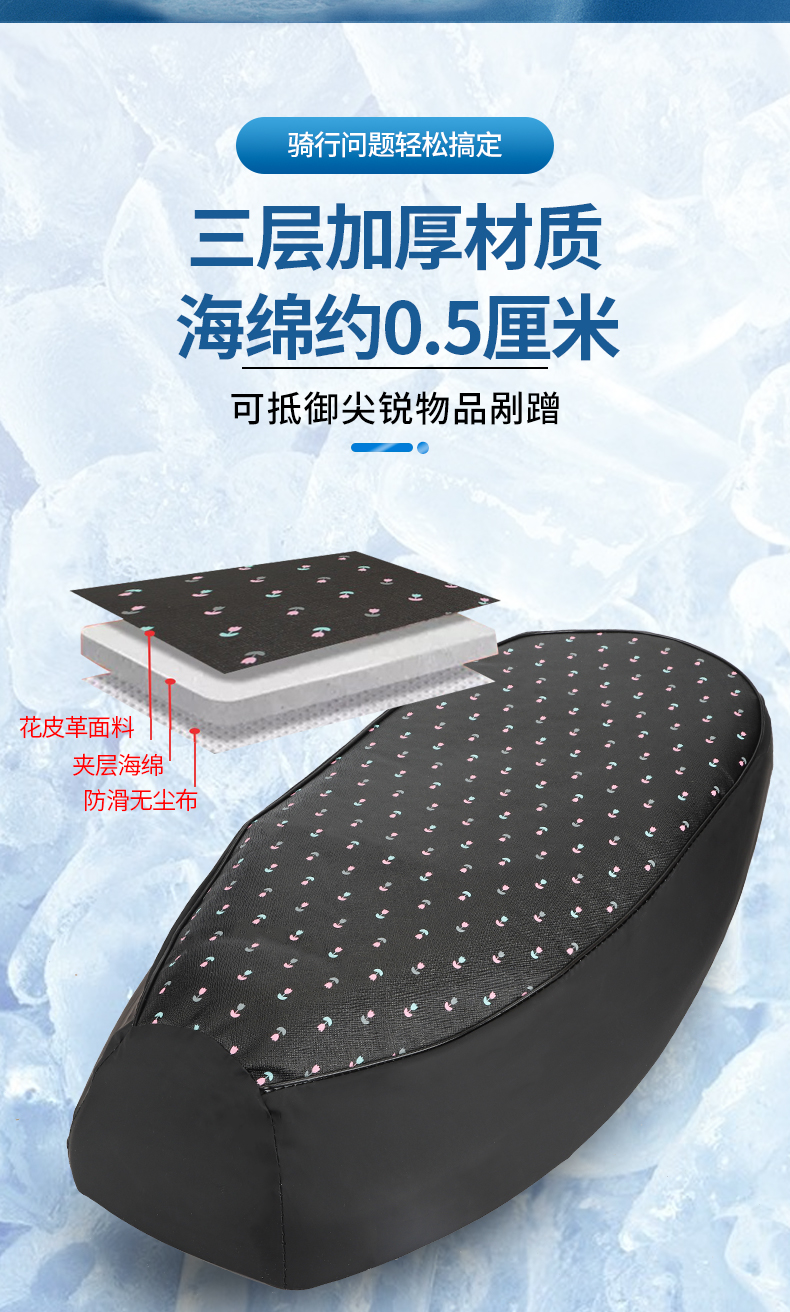 Electric Car Cushion Cover Waterproof Sunscreen Motorcycle Leather Seat Cover Battery Car Cushion Cover Pedal Seat Leather Cover Heat Insulation