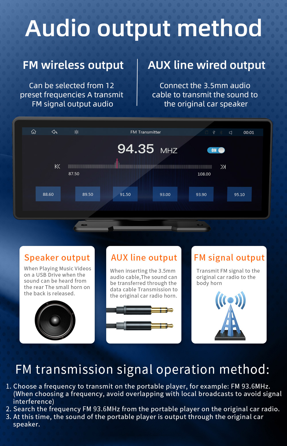 10.26-inch new smart screen central console dashcam car navigation wireless carplay portable car screen