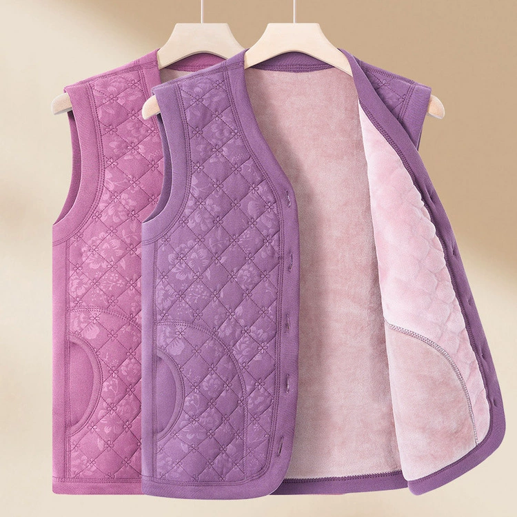 Весенняя Одежда Для Бабушек Жилет на флисовой подкладке, женский теплый внутренний жилет среднего и пожилого возраста, утолщенный жилет для мамы на весну и осень