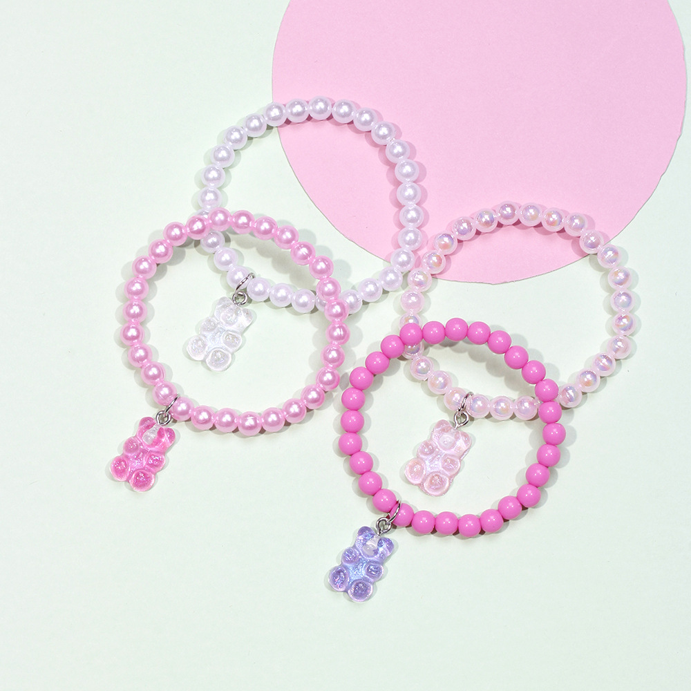 4 Pieces Cute Bear Arylic Beaded Kidu0027S Bracelets