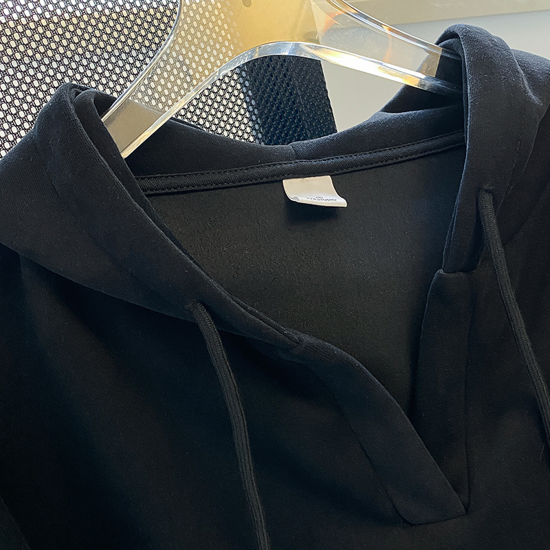 Women's Clothing new arrivals plus velvet thickened women's sweatshirt long sleeve hooded V neck jacket fashionable Korean style winter tops_voghion.com