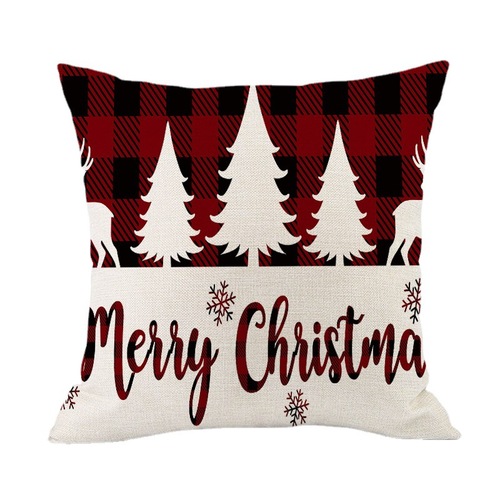 Cross-border New Christmas Pillow Cover Festive Red Plaid Decoration Sofa Living Room Pillow Cushion