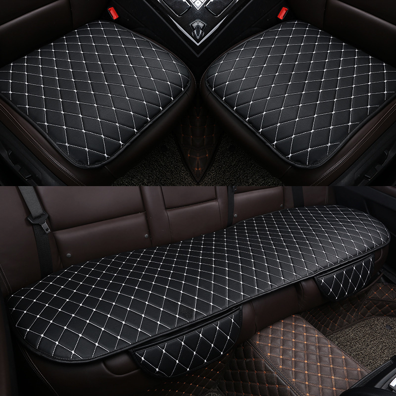Cojín de asiento de coche sin lazos cuatro estaciones conjunto universal de tres piezas sin respaldo línea roja negra en forma de diamante costura de tela escocesa funda de cojín de asiento único