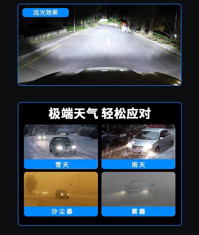 Popular Car Led Headlight Plug-In H7H4 Silent Fan High-Power Front Light 66 Watt Led Car Headlight
