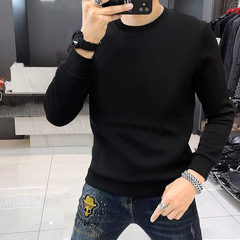 ラウンドネックスウェットシャツメンズ秋冬高級長袖秋トップジャケットベースレイヤー秋服男性用(5126) # )