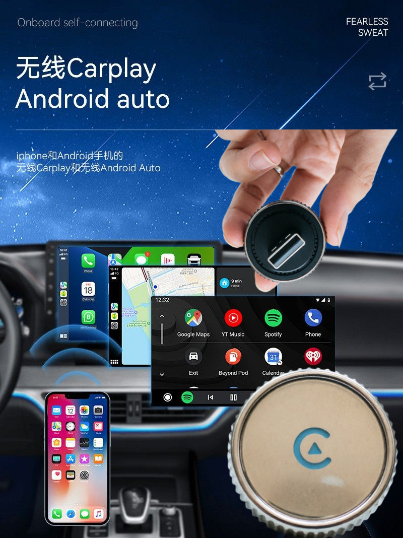 2-in-1 Carplay Box Wired to Wireless Carplay Box Android Auto Car Screen Projection Converter