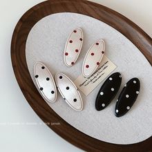 韩版简约缎面波点椭圆发夹小清新BB夹甜美可爱刘海夹百搭发夹发饰