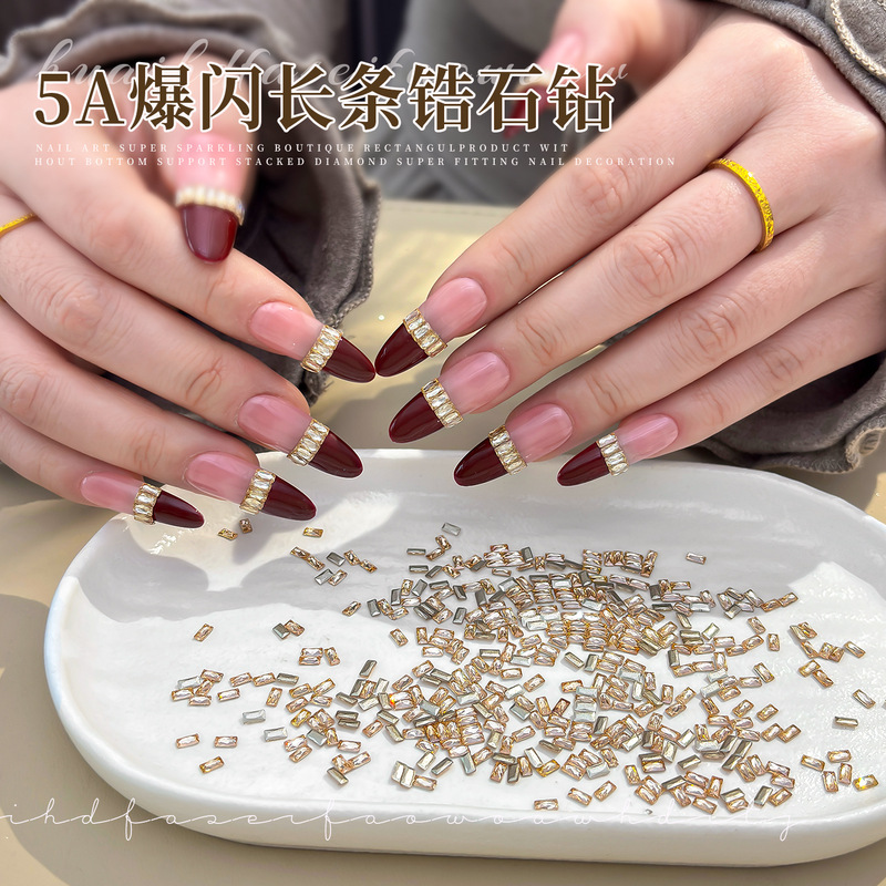 New Year Nail Art Accessories, Sparkling Beveled Zircon, Autumn and Winter Irregular-Shaped Nail Rhinestones, Small Size 5A Rectangular French Nail Rhinestones New Year Nail Art Accessories, Sparkling Beveled Zircon, Autumn and Winter Irregular-Shaped Nail Rhinestones, Small Size 5A Rectangular French Nail Rhinestones