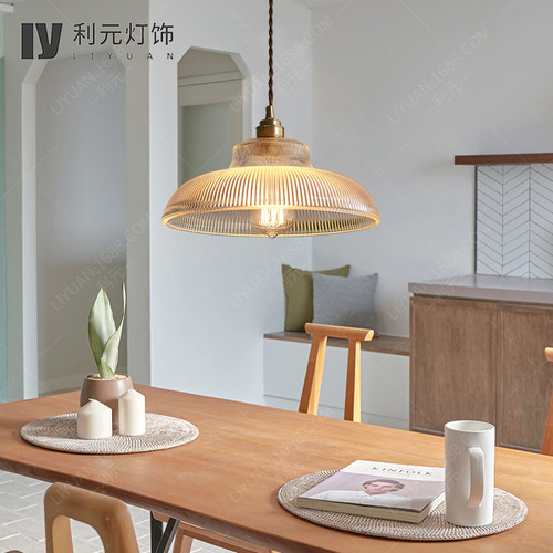 ins old Shanghai Japanese simple glass chandelier creative dining room living room bar personalized design study entrance light