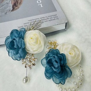 Cross-Border Amazon Korean Style Bride and Bridesmaid Milk Color Artificial Wrist Flower Corsage Wedding Flower Supplies Flower Jewelry