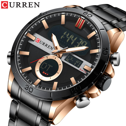 Curren/Carren 8384 men's watch dual movement quartz electronic watch sports steel band watch men's watch