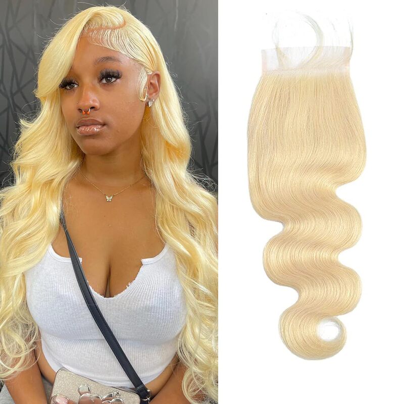 Cross-Border Wig 613 Blonde 5X5 High-Definition Lace Closure Real Human Hair Invisible Transparent Lace Pre-Plucked Natural Look