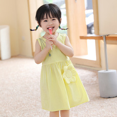 Ladies' Summer Pure Cotton Sleeveless Backless Dress for Toddlers, Girls, and Babies - Stylish Beach Princess Dress