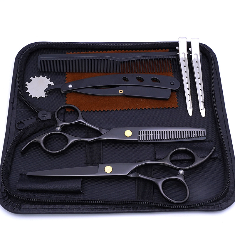 Directo de fábrica de acero inoxidable tijeras del pelo estilista de pelo especial tijeras planas pelo roto fino diente tijeras hogar corte de pelo